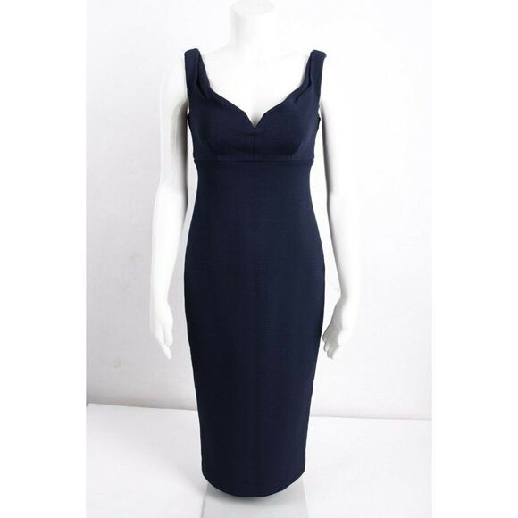 Cinq a Sept Womans Navy Blue Garnet Sheath Dress Night out Size 4 Off Shoulder - Picture 2 of 7